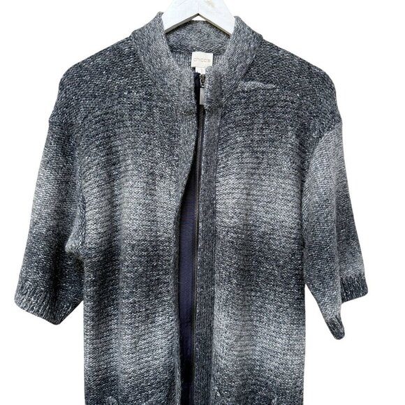 Chico's Zip Front Cardigan Medium (Chicos 1) Long Sweater Blue Wool Blend - Picture 2 of 11